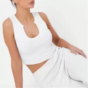 Image of Missguided Rib Notch Neck Crop Top - White