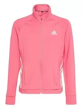 Image of adidas Junior Girls 3 Stripe Training Icons Track Top - Bright Pink, Bright Pink, Size 9-10 Years, Women