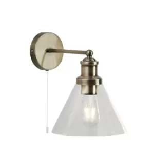 Image of Searchlight Lighting - Searchlight Pyramid - 1 Light Wall Antique Brass, Glass Shade, E27