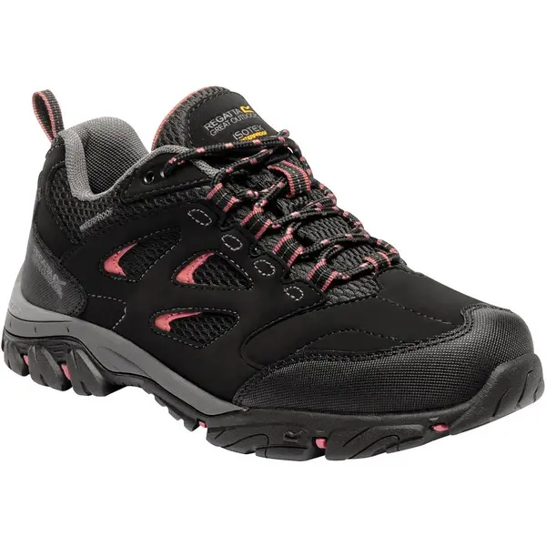 Image of Regatta Womens/Ladies Holcombe IEP Low Waterproof Fabric Walking Shoes UK Size 3 (EU 36) Black/Deco Rose RWF572-145-3