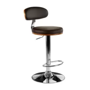 Image of Contemporary Faux Leather Bar Stool with Chrome Base