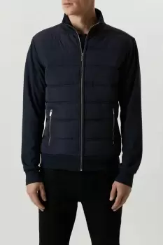 Image of Navy Funnel Neck Quilted Hybrid Jacket