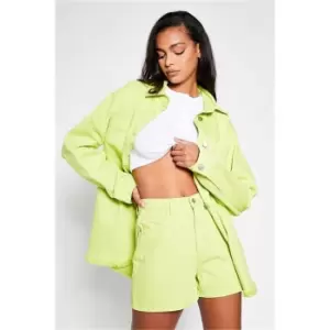 Image of I Saw It First Cropped Denim Boy Shorts Co-Ord - Green