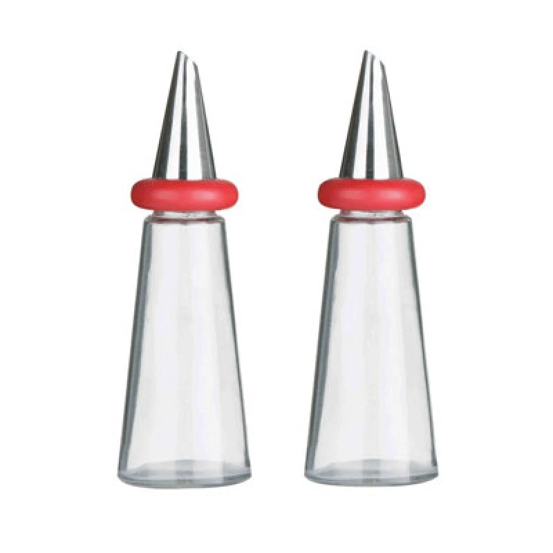 Image of Interiors by Premier Cone Condiments Plastic Oil and Vinegar Set Red