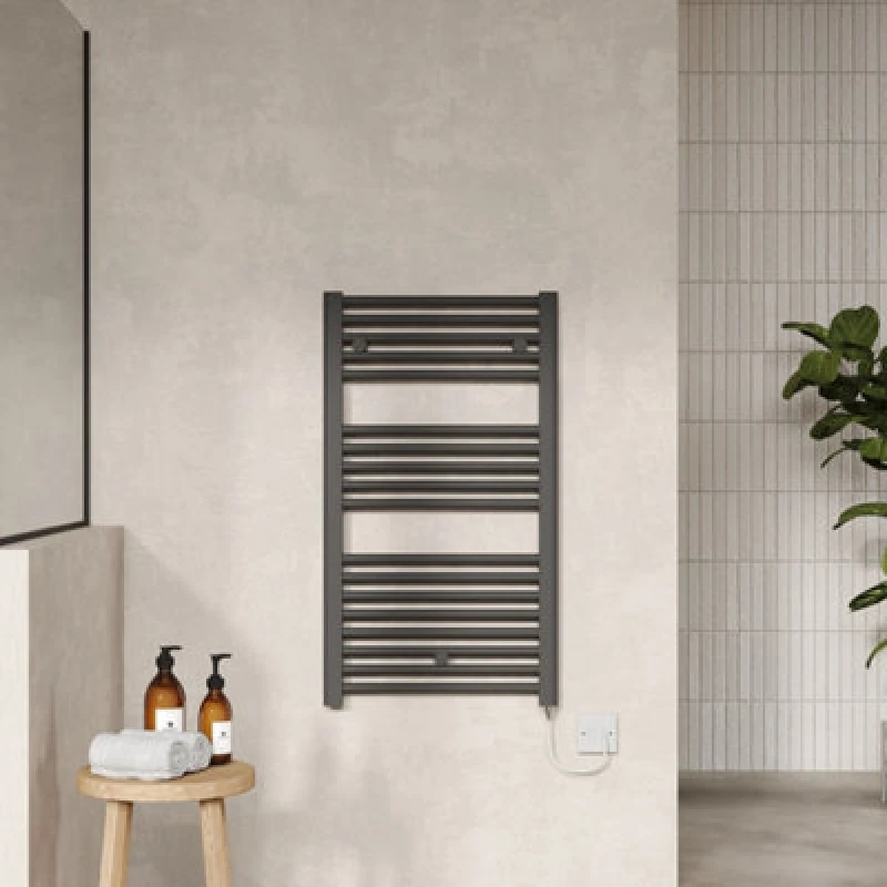 Image of Nuie Round Anthracite Radiator 920 X 480Mm (500W) Anthracite, Grey MTY154