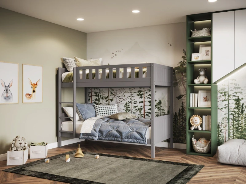 Image of Flair Bea Bunk Bed in Grey Size: Single Grey Unisex Single