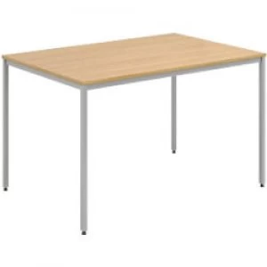 Image of Dams International Rectangular Meeting Room Table with Oak Coloured MFC Top and Silver Frame Flexi 1200 x 800 x 725mm