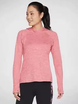 Image of Skechers Go Dri Brisk Escape Hooded Longsleeve Top, Raspberry, Size S, Women