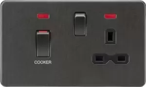 Image of KnightsBridge 45A DP switch and 13A switched socket with neons - smoked bronze