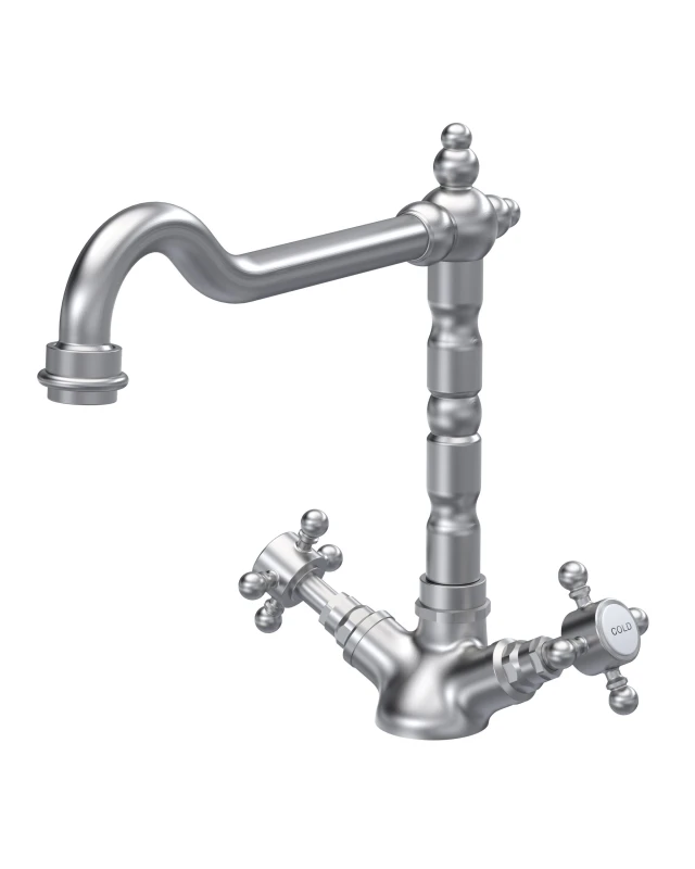 Image of Balterley Traditional French Classic Mono Sink Mixer Tap Brushed Nickel Metallics