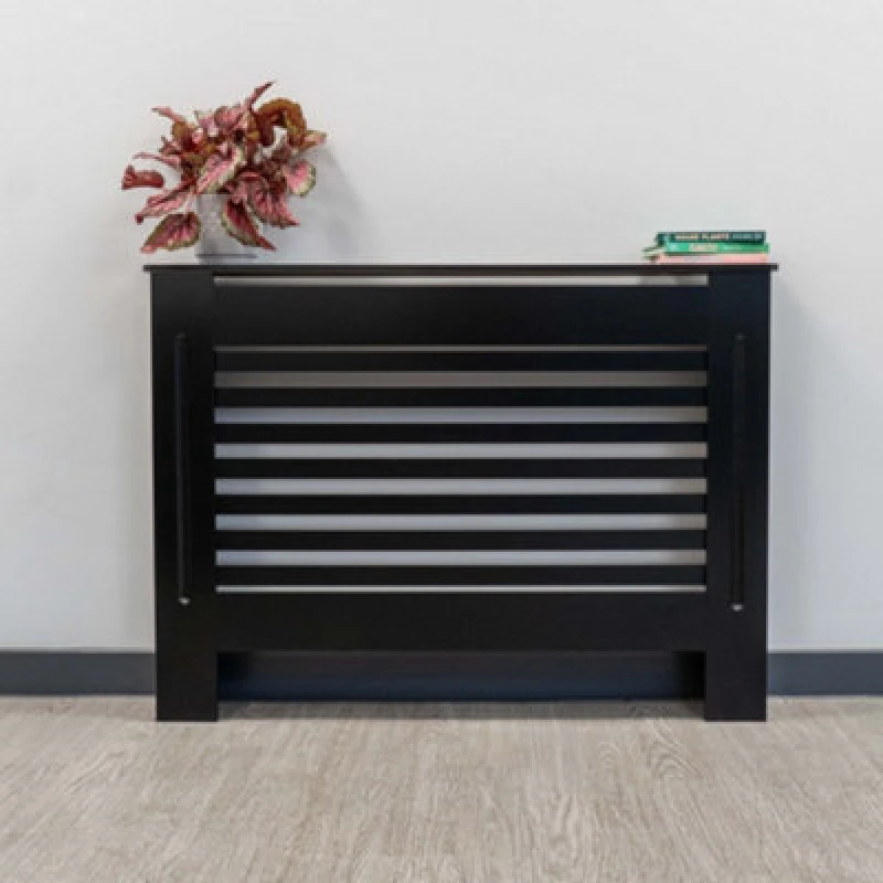 Image of Jack Stonehouse Black Horizontal Slat Mdf Radiator Cover - Medium - 112Cm (W) X 81.5Cm (H) X 19Cm (D)
