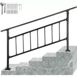 Image of VEVOR Outdoor Stair Railing, Fits for 1-4 Steps Transitional Wrought Iron Handrail, Adjustable Exterior Stair Railing, Handrails for Concrete Steps