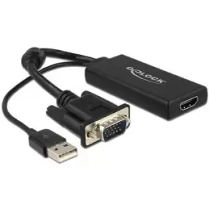 Image of Delock 62668 VGA / HDMI Adapter [1x VGA plug - 1x HDMI socket] Black 25.00 cm