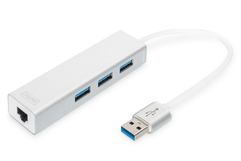 Image of Digitus USB 3.0 3-Port Hub & Gigabit LAN Adapter