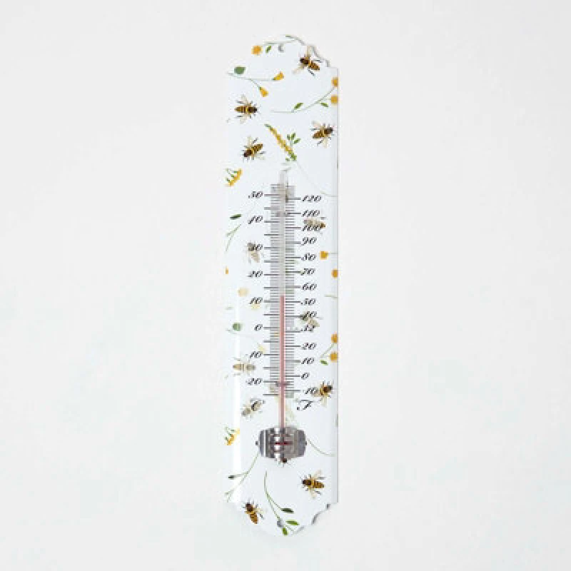 Image of Homescapes Outdoor Thermometer with Bee Design White