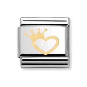 Image of Nomination Classic Gold Heart & Crown Charm