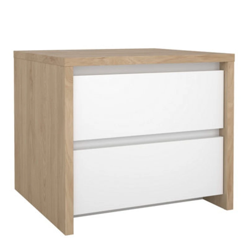 Image of Furniture To Go Next Nightstand 2 Drawers Jackson Hickory White High Gloss
