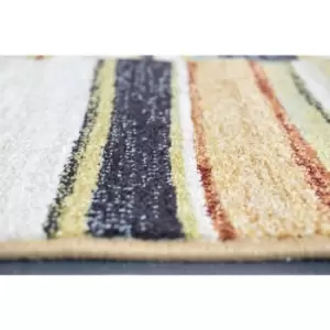 Image of Homespace Direct - Rug Woodstock Light Multi Stripe 133x195cm Carpet Large Rugs - Multicoloured