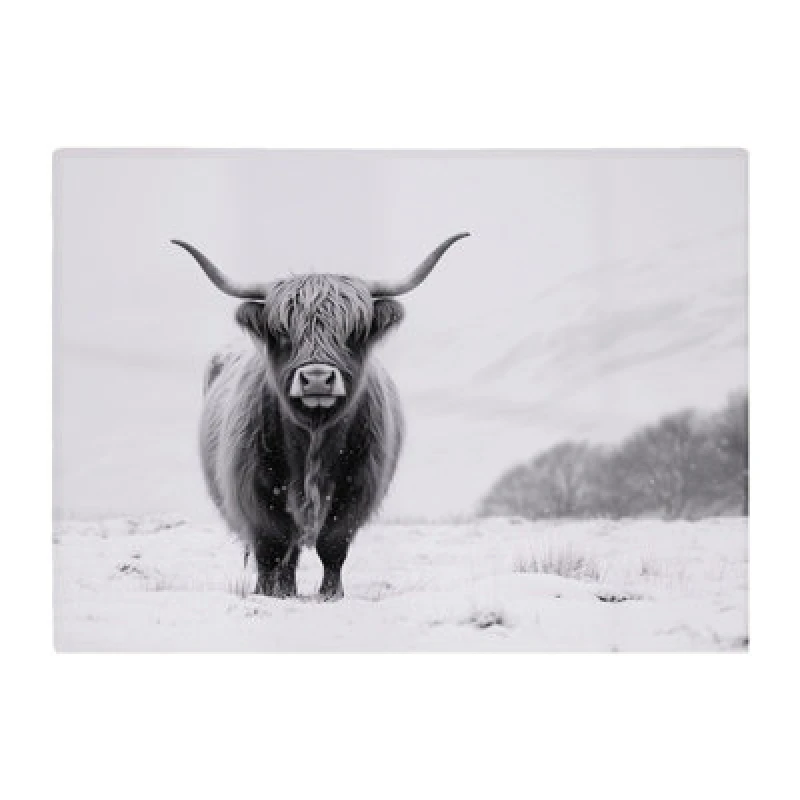 Image of Warren Reed Designer Lone Highland Cow Glass Chopping Board