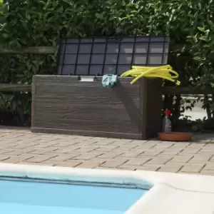 Image of 280L Waterproof Brown Plastic Wood Effect Garden Outdoor Storage Chest / Trunk