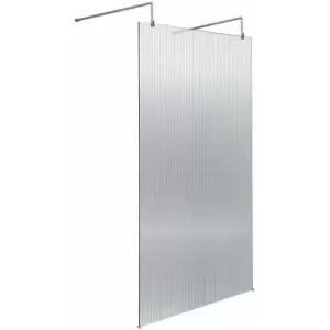 Image of Hudson Reed Fluted Wet Room Screen with Support Arm and Feet 1000mm Wide - 8mm Glass