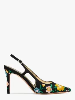 Image of Valerie Slingback Pumps - Floral Garden Black - 5