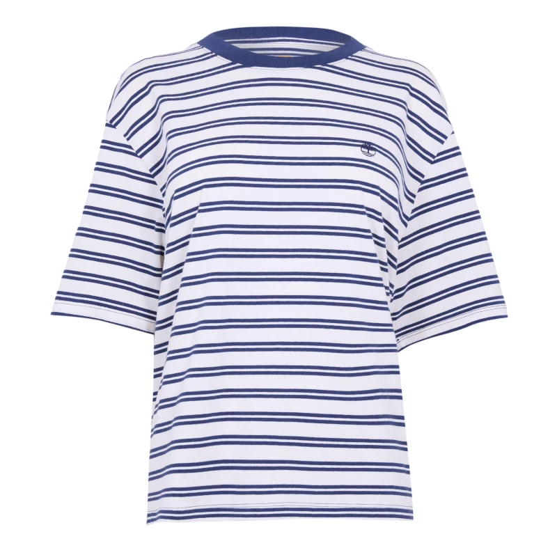 Image of Timberland Womens S/S Stripe Short Sleeve Shirt Peacoat Yd female 14 (L)