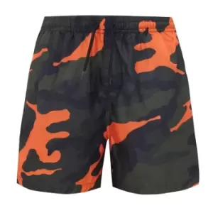 Image of Brave Soul Boys Camouflage Print Swimming Trunks (7-8 Years) (Khaki/Orange)