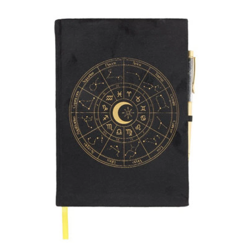 Image of Something Different Something Different Astrology Wheel Obsidian Notebook & Pen Set in Black One Size Unisex 5063574325233