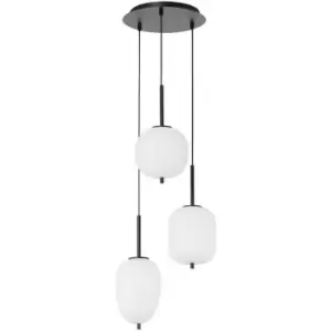 Image of Netlighting Merano Kenora 3 Light Cluster Pendant Ceiling Light Black Metal, Opa