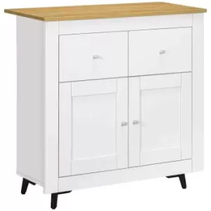Image of HOMCOM Sideboard Storage Cabinet Modern Kitchen Cupboard With Double Doors and Drawers - White