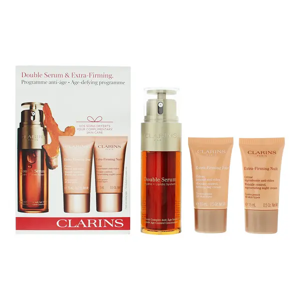 Image of Clarins Double Serum 3 Piece Gift Set: Double Serum 50ml - Extra-firming Day Cream 15ml - Extra-firming Night Cream 15ml