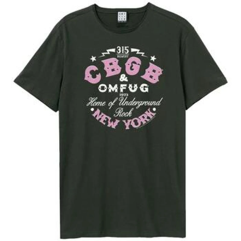 Image of Amplified Mens CBGB Two Tone Logo T-Shirt in Charcoal Size: XS Charcoal Male XS