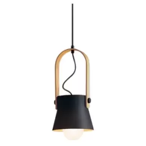 Image of Larissa Lighting - Larissa Pefka Ceiling Pendant 1 Light Black-Wood