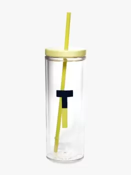Image of Initial Thermal Tumbler With Straw - Yellow - One Size