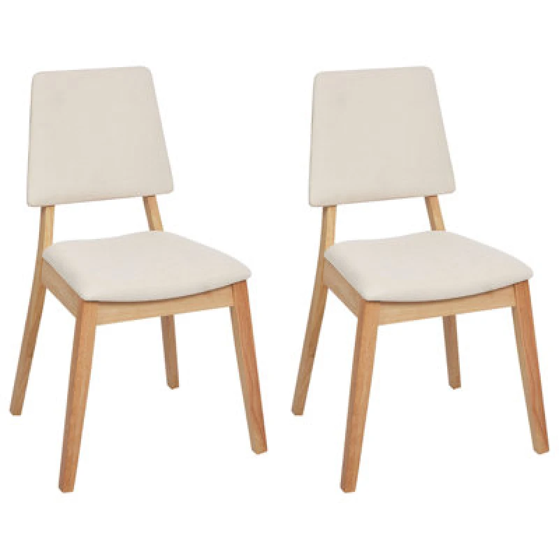 Image of Beliani Set Of 2 Dining Chairs Merrill Wood Light Beige