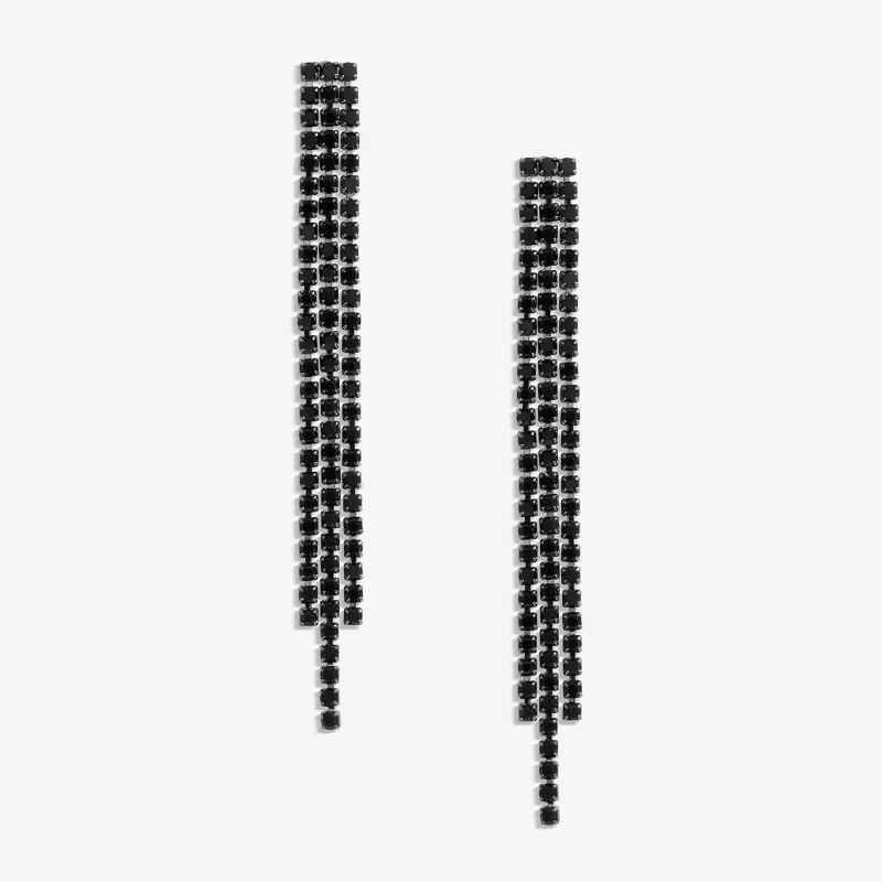 Image of Jon Richard Jet Diamante Drop Earrings Jewellery Sets One Size Black 72204403000