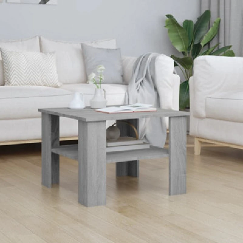 Image of vidaXL Coffee Table Grey Sonoma 60x60x42cm Engineered Wood, Grey 815265