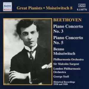Image of Ludwig van Beethoven - Piano Concertos Nos. 3 and 5 (Moiseiwitsch) CD Album - Used