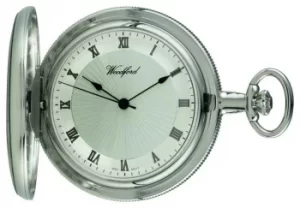 Image of Woodford Chrome Silver Dial Full Hunter Mechanical Pocket Watch