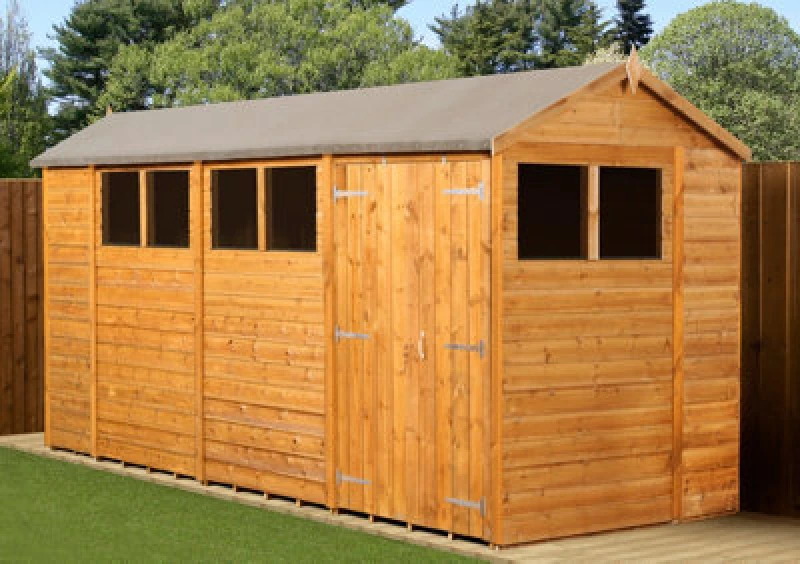 Image of Empire Sheds Empire Modular Apex 6X14 Dipped Treated Tongue And Groove Wooden Garden Shed Double Door & Windows (6' X 14' / 6ft X 14ft) (6X14)