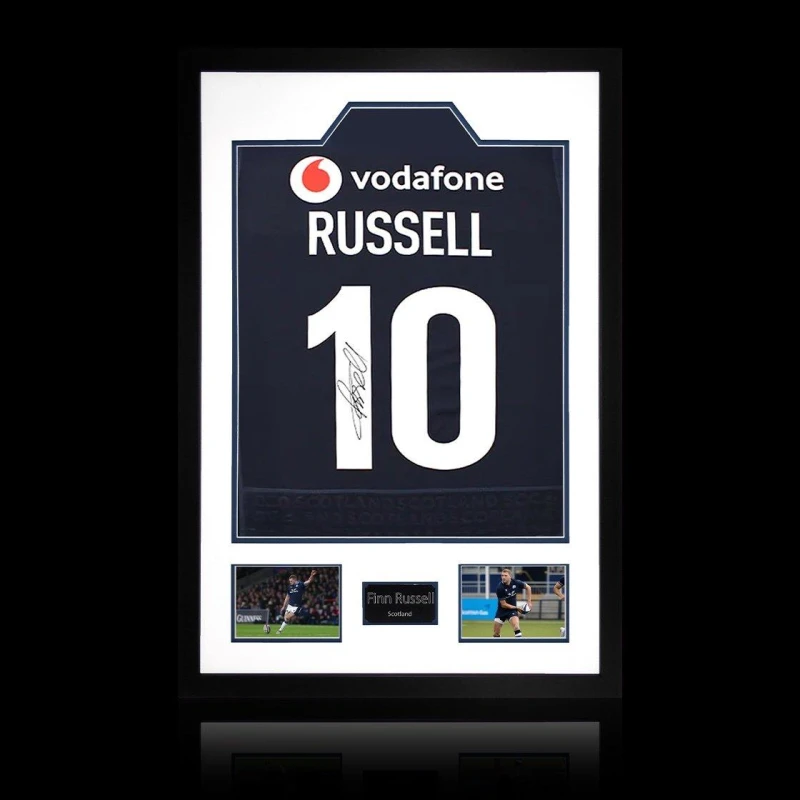 Image of The Fan Cave Finn Russell Signed Scotland 2025 Shirt Premium Fr Black unisex 850mm x 60