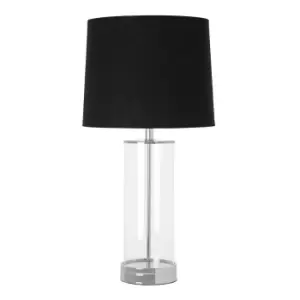 Image of Interiors By Premier Table Lamp - Glass/Chrome Metal/Black Fabric Shade