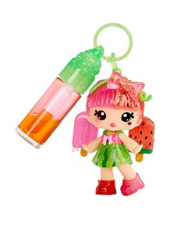 Image of Yummiland Lip Gloss Doll: Mystery Color Change - Poppy Melonberry - Includes 1 Doll DIY Lip Gloss + Removable Keychain Cosmetic Play Collectible S