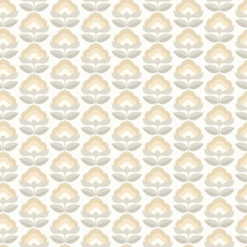 Image of Hoopla Walls Retro Flower Stone & Dove Smooth Matt Wallpaper