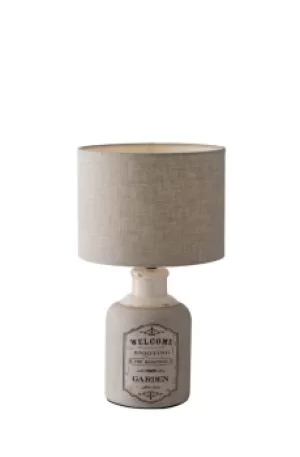 Image of Factory Ceramic Table Lamp With Fabric Shade, Beige, E27