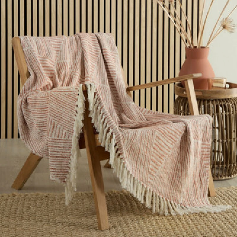 Image of Appletree Myan Textured Geometric Throw 130cm x 180cm Terracotta
