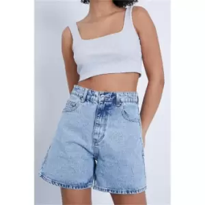 Image of I Saw It First Light Blue Boyfriend Denim Shorts - Blue