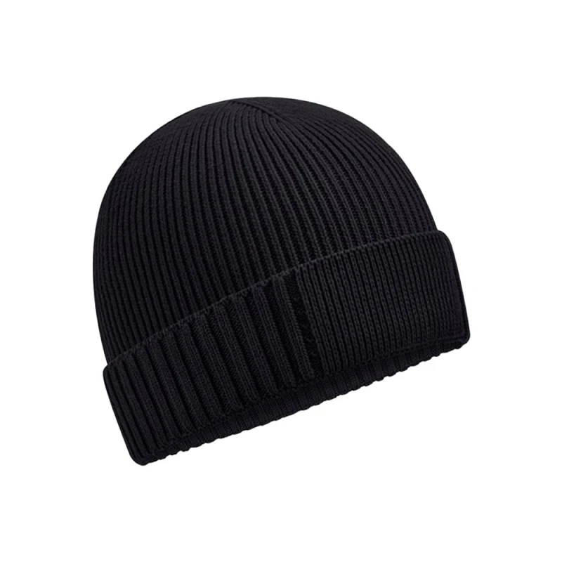 Image of Beechfield Beechfield Men Cotton Engineered Patch Beanie in Black One Size Male 5063425806560