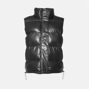 Image of Missguided Plus Size Faux Leather Oversized Puffer Gilet - Black